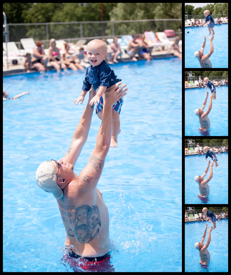 pool party swimming surf club daddy son family fun